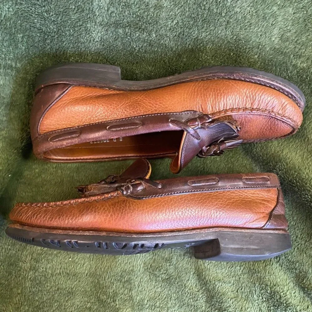 Allen Edmonds Men's Nashua Loafer Shoes Size 8D Brown Leather Tasseled Moc Toe